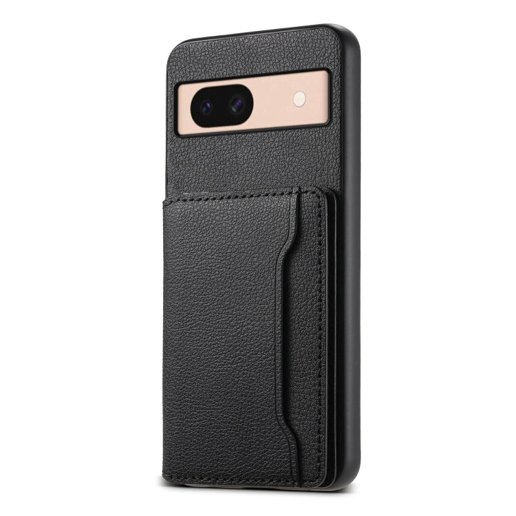 For Google Pixel 8a Calf Texture Card Bag Design Full Coverage Phone Case(Black)