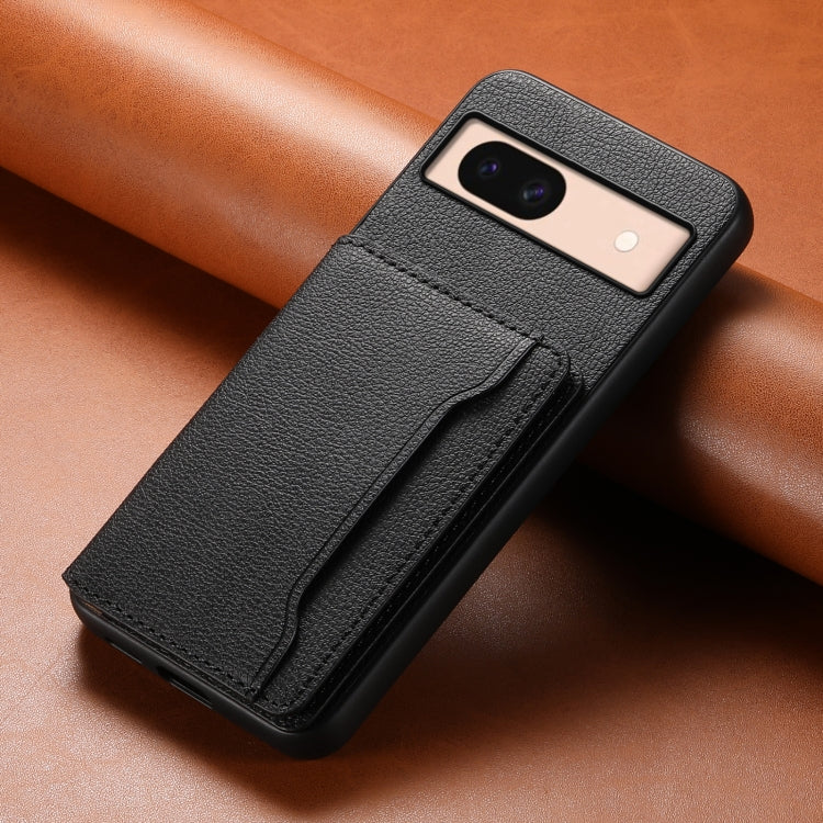 For Google Pixel 8a Calf Texture Card Bag Design Full Coverage Phone Case(Black)