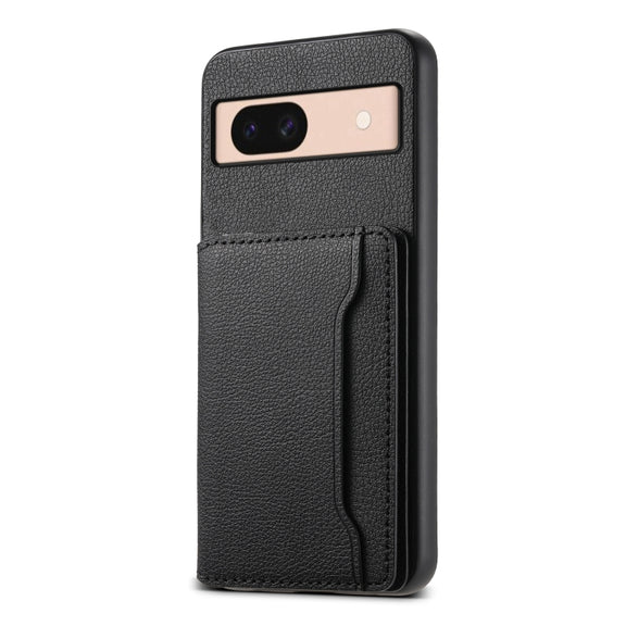 For Google Pixel 8a Calf Texture Card Bag Design Full Coverage Phone Case(Black)