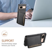 For Google Pixel 8a Calf Texture Card Bag Design Full Coverage Phone Case(Black)
