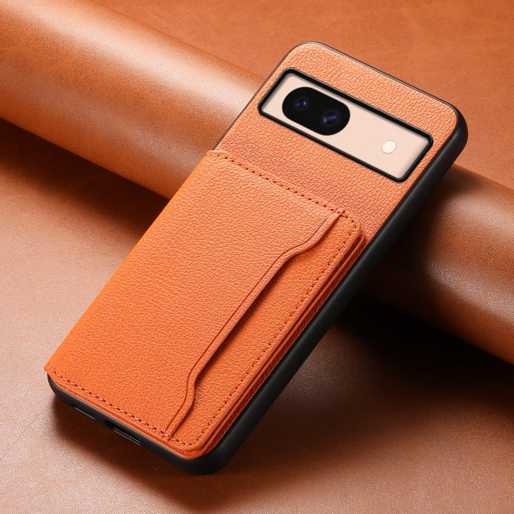 For Google Pixel 8a Calf Texture Card Bag Design Full Coverage Phone Case(Orange)