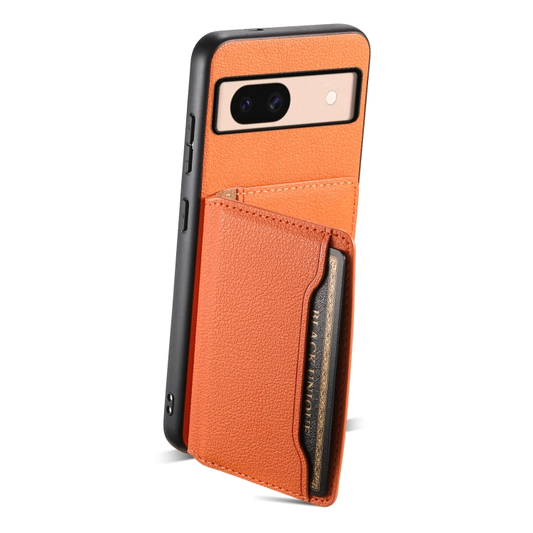 For Google Pixel 8a Calf Texture Card Bag Design Full Coverage Phone Case(Orange)