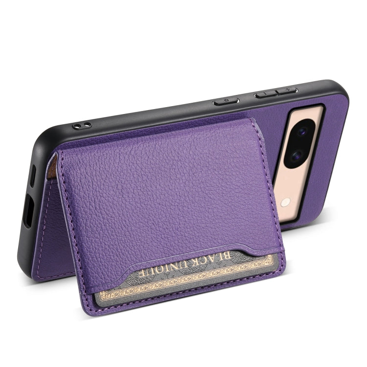 For Google Pixel 8a Calf Texture Card Bag Design Full Coverage Phone Case(Purple)