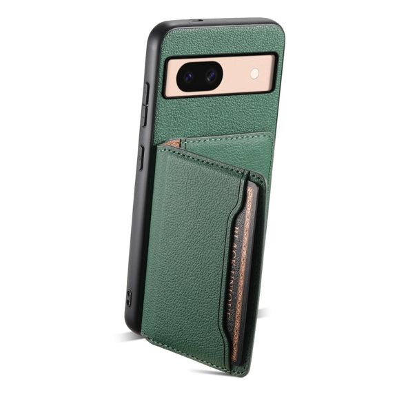 For Google Pixel 8a Calf Texture Card Bag Design Full Coverage Phone Case(Green)