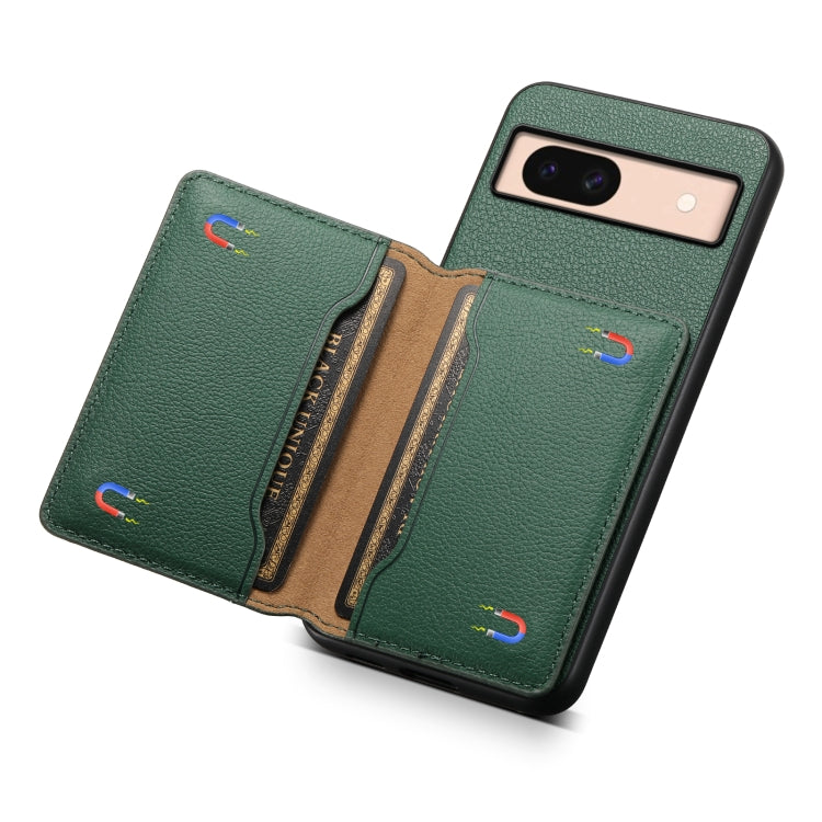 For Google Pixel 8a Calf Texture Card Bag Design Full Coverage Phone Case(Green)