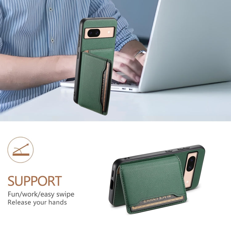 For Google Pixel 8a Calf Texture Card Bag Design Full Coverage Phone Case(Green)