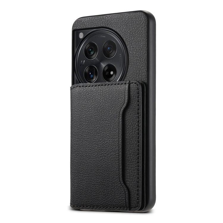 For OnePlus Ace 3 Calf Texture Card Bag Design Full Coverage Phone Case(Black)