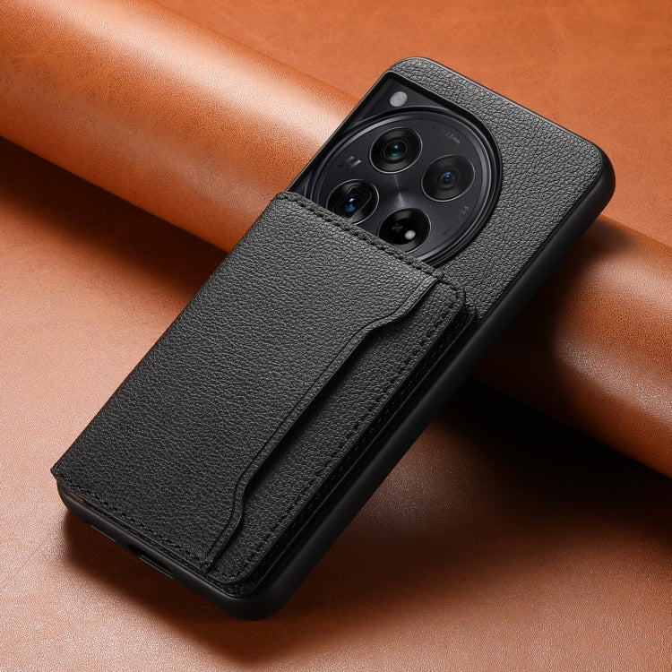 For OnePlus Ace 3 Calf Texture Card Bag Design Full Coverage Phone Case(Black)
