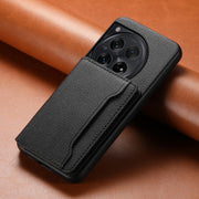 For OnePlus Ace 3 Calf Texture Card Bag Design Full Coverage Phone Case(Black)