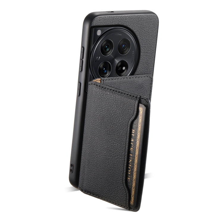 For OnePlus Ace 3 Calf Texture Card Bag Design Full Coverage Phone Case(Black)