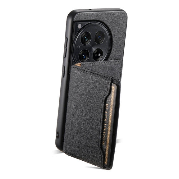 For OnePlus Ace 3 Calf Texture Card Bag Design Full Coverage Phone Case(Black)