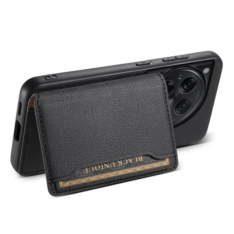 For OnePlus Ace 3 Calf Texture Card Bag Design Full Coverage Phone Case(Black)