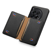 For OnePlus Ace 3 Calf Texture Card Bag Design Full Coverage Phone Case(Black)