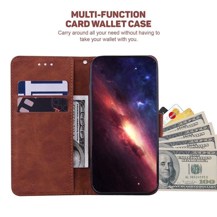 For Google Pixel 9 Geometric Embossed Leather Phone Case(Brown)