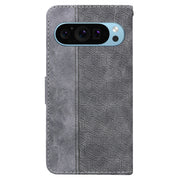 For Google Pixel 9 Geometric Embossed Leather Phone Case(Grey)