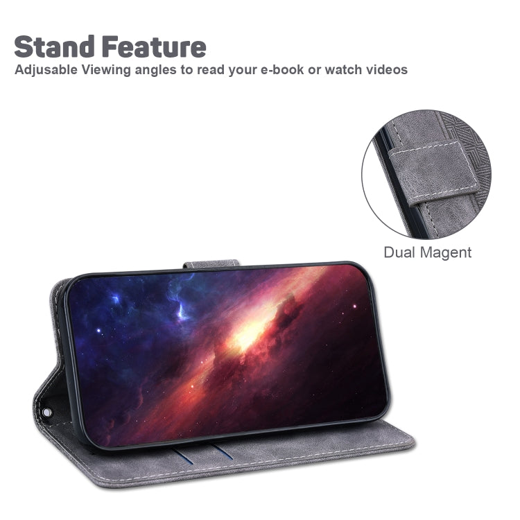 For Google Pixel 9 Geometric Embossed Leather Phone Case(Grey)