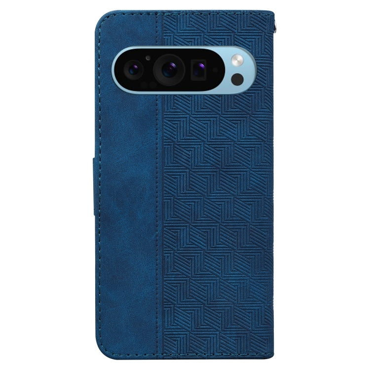 For Google Pixel 9 Geometric Embossed Leather Phone Case(Blue)
