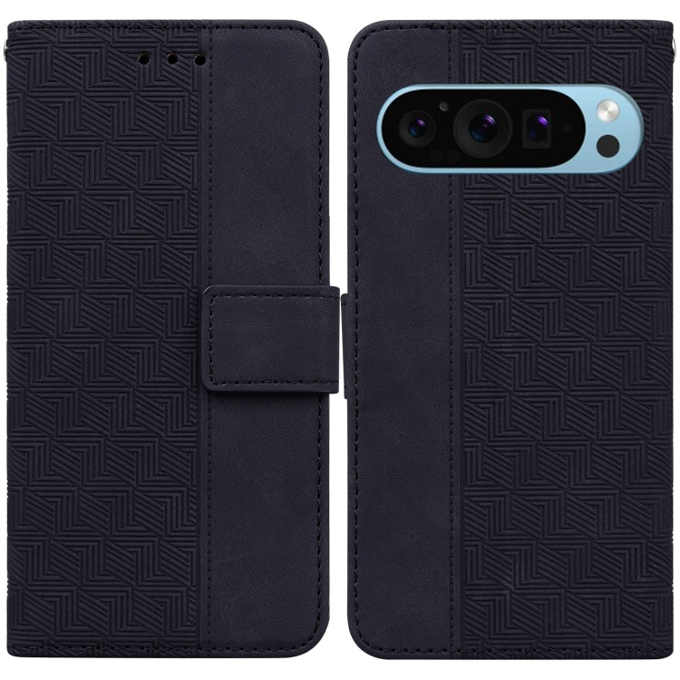 For Google Pixel 9 Geometric Embossed Leather Phone Case(Black)