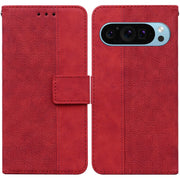 For Google Pixel 9 Geometric Embossed Leather Phone Case(Red)