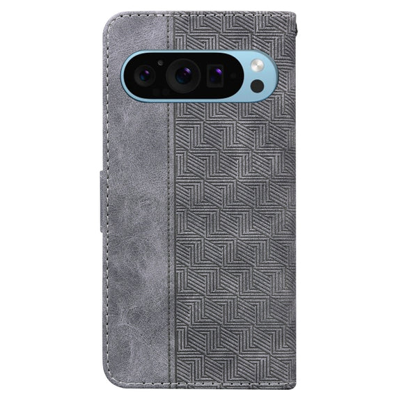 For Google Pixel 9 Pro 5G Geometric Embossed Leather Phone Case(Grey)