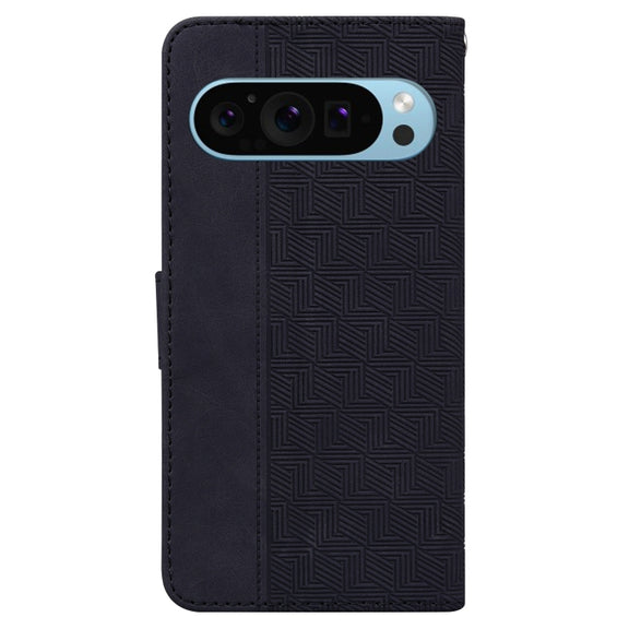 For Google Pixel 9 Pro 5G Geometric Embossed Leather Phone Case(Black)