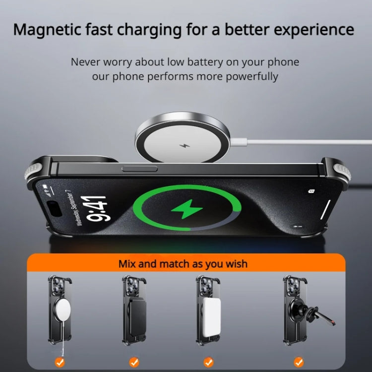 For iPhone 14 Pro MagSafe Magnetic Frameless Holder Phone Case(Black)
