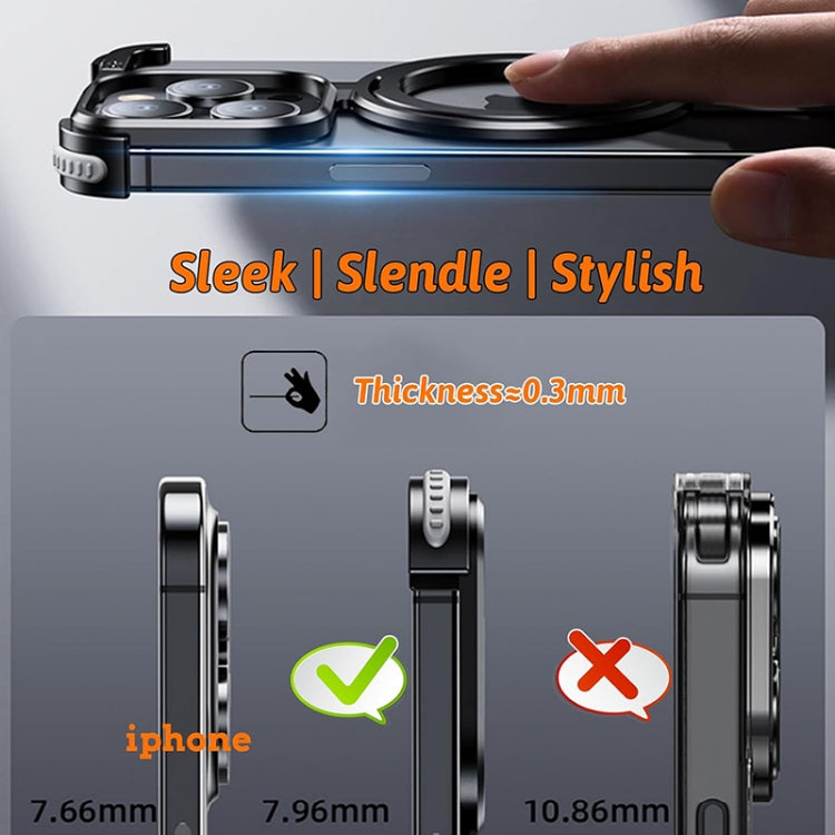 For iPhone 15 Pro MagSafe Magnetic Frameless Holder Phone Case(Black)