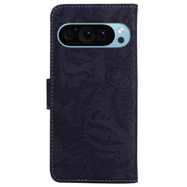 For Google Pixel 9 Tiger Embossing Pattern Flip Leather Phone Case(Black)
