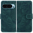 For Google Pixel 9 Tiger Embossing Pattern Flip Leather Phone Case(Green) - Google Cases by PMC TechLife | Online Shopping South Africa | PMC TechLife | Buy Now Pay Later Mobicred