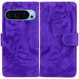 For Google Pixel 9 Tiger Embossing Pattern Flip Leather Phone Case(Purple) - Google Cases by PMC TechLife | Online Shopping South Africa | PMC TechLife | Buy Now Pay Later Mobicred