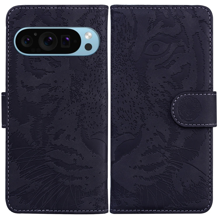 For Google Pixel 9 Pro 5G Tiger Embossing Pattern Flip Leather Phone Case(Black)
