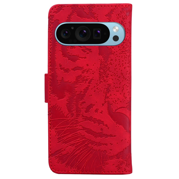 For Google Pixel 9 Pro 5G Tiger Embossing Pattern Flip Leather Phone Case(Red)