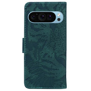 For Google Pixel 9 Pro 5G Tiger Embossing Pattern Flip Leather Phone Case(Green)