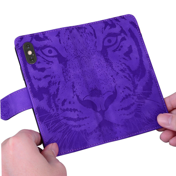 For Google Pixel 9 Pro 5G Tiger Embossing Pattern Flip Leather Phone Case(Purple)