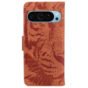 For Google Pixel 9 Pro 5G Tiger Embossing Pattern Flip Leather Phone Case(Brown)
