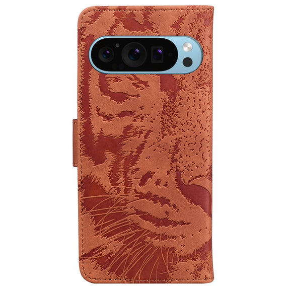 For Google Pixel 9 Pro 5G Tiger Embossing Pattern Flip Leather Phone Case(Brown)