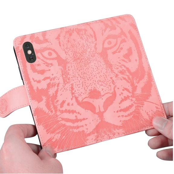 For Google Pixel 9 Pro 5G Tiger Embossing Pattern Flip Leather Phone Case(Pink)