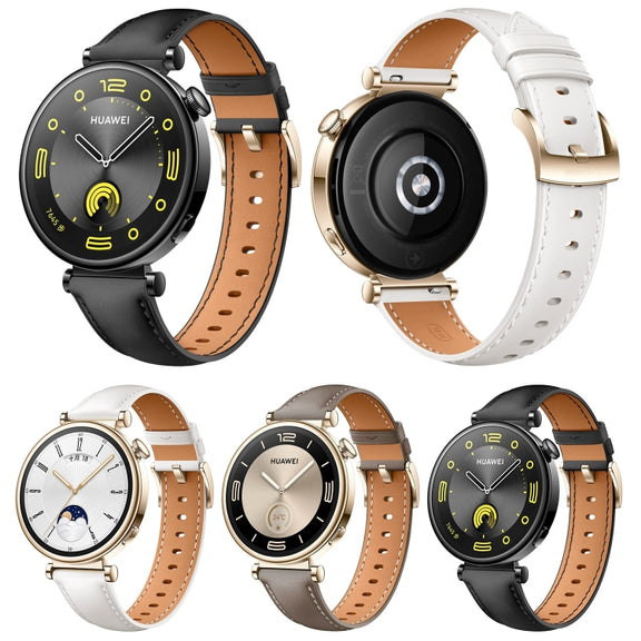 For Huawei Watch  GT 4 18mm Genuine Leather Watch Band(White)