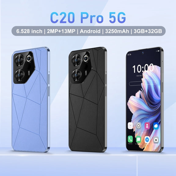 C20 Pro 5G / U32, 3GB+32GB, 6.528 inch Face Identification Android 10.0 MTK6737 Quad Core, Network: 4G, OTG, Dual SIM(Blue)