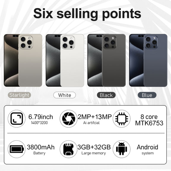 i15 Pro Max / VD1, 3GB+32GB, 6.79 inch Screen, Face Identification, Android 8.1 MTK6753 Octa Core, Network: 4G, Dual SIM(Black)