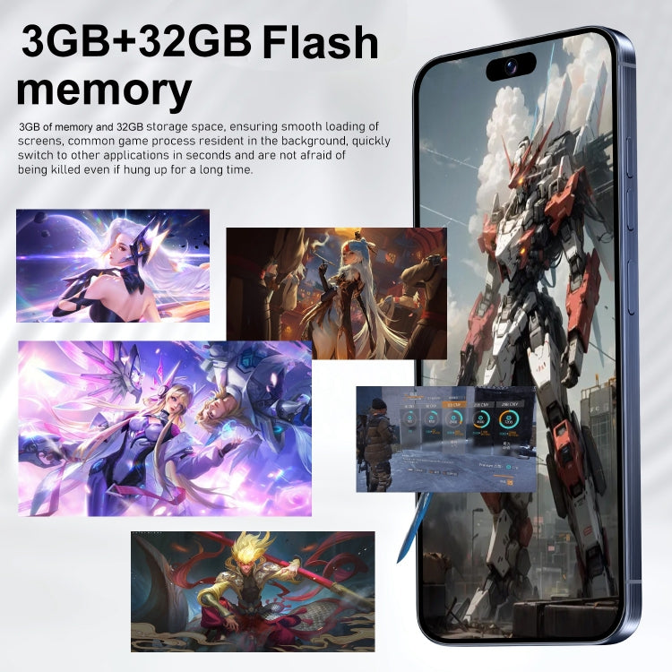 i15 Pro Max / VD1, 3GB+32GB, 6.79 inch Screen, Face Identification, Android 8.1 MTK6753 Octa Core, Network: 4G, Dual SIM(Black)