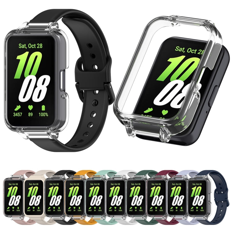 For Samsung Galaxy Fit 3 Half Coverage PC Watch Case + Silicone Watch Band Set(Black)