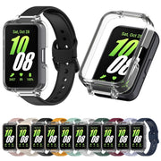 For Samsung Galaxy Fit 3 Half Coverage PC Watch Case + Silicone Watch Band Set(Black)