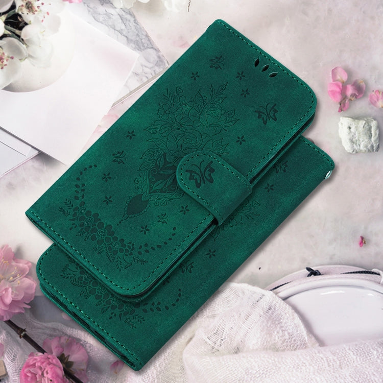 For Google Pixel 9 Pro Butterfly Rose Embossed Leather Phone Case(Green)