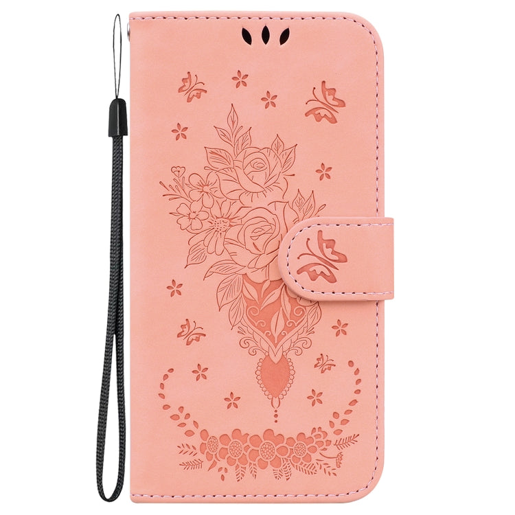 For Google Pixel 9 Pro Butterfly Rose Embossed Leather Phone Case(Pink)