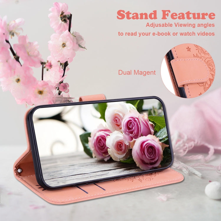 For Google Pixel 9 Pro Butterfly Rose Embossed Leather Phone Case(Pink)