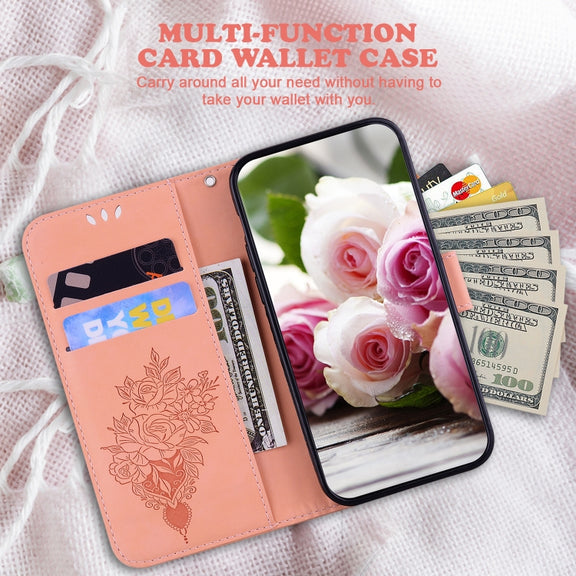 For Google Pixel 9 Pro Butterfly Rose Embossed Leather Phone Case(Pink)