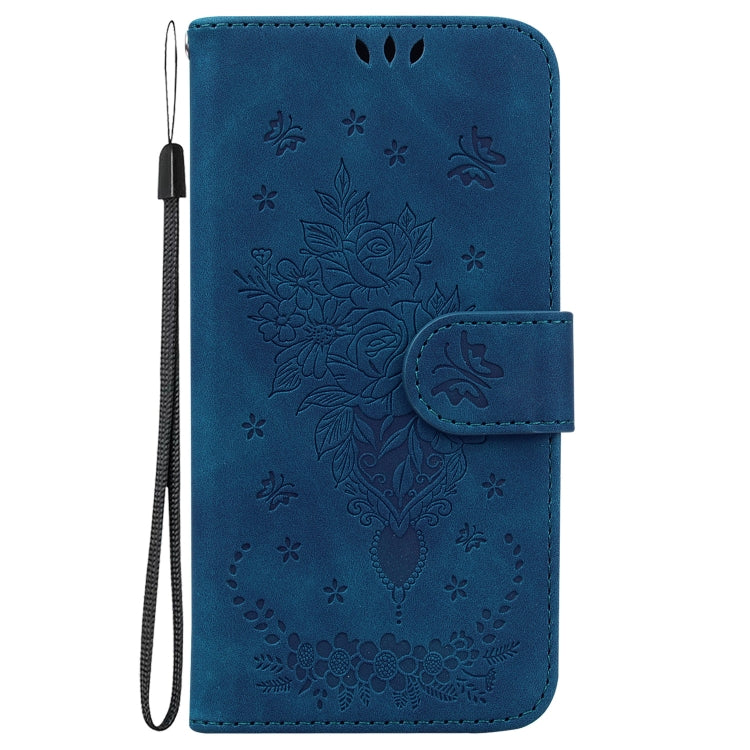 For Google Pixel 9 Butterfly Rose Embossed Leather Phone Case(Blue)