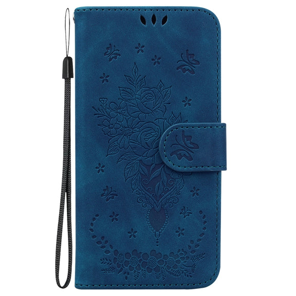 For Google Pixel 9 Butterfly Rose Embossed Leather Phone Case(Blue)