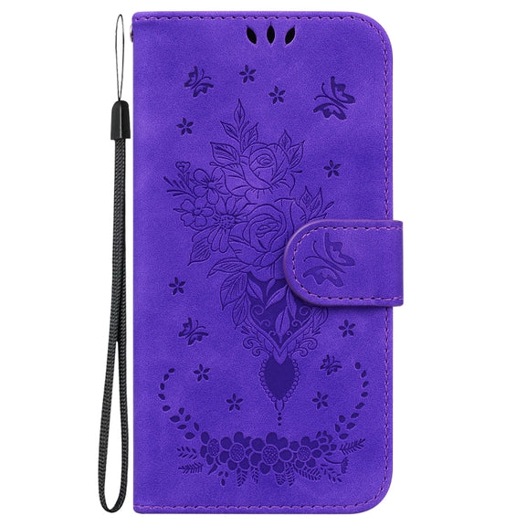 For Google Pixel 9 Butterfly Rose Embossed Leather Phone Case(Purple)